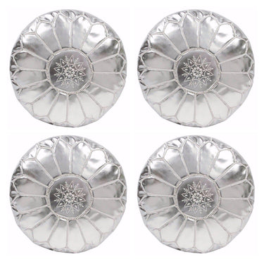Set of 4 Silver Poufs - Ettilux Home